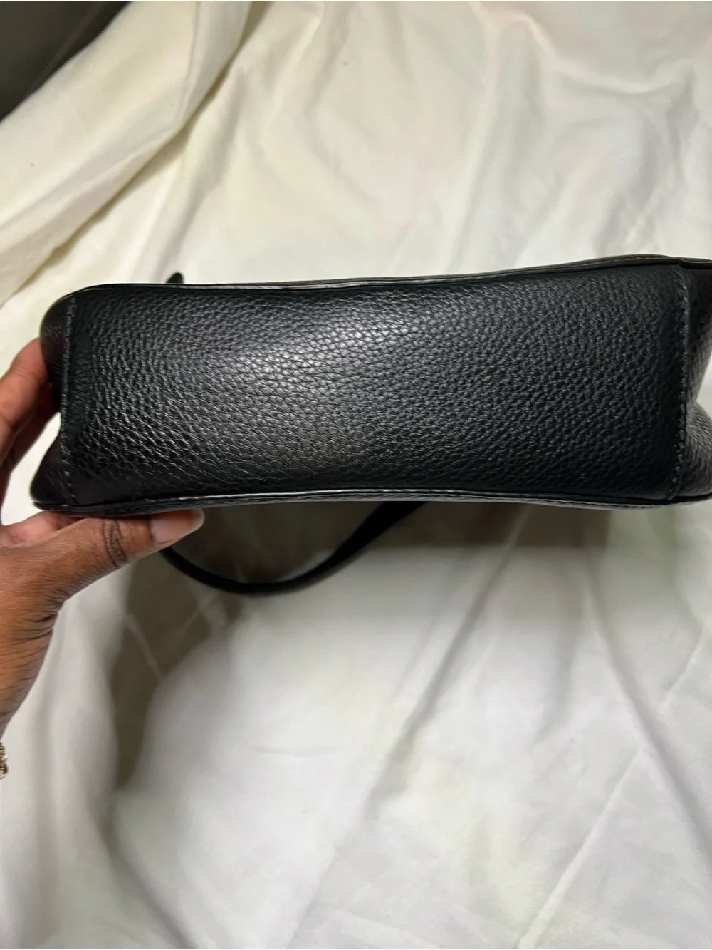 kate spade Black Pebbled Leather Shoulder Bag with Gold Hardware